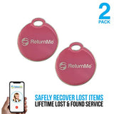 Smart Luggage ID Tags with Lifetime Global Recovery Service (Pink - 2 Pack)