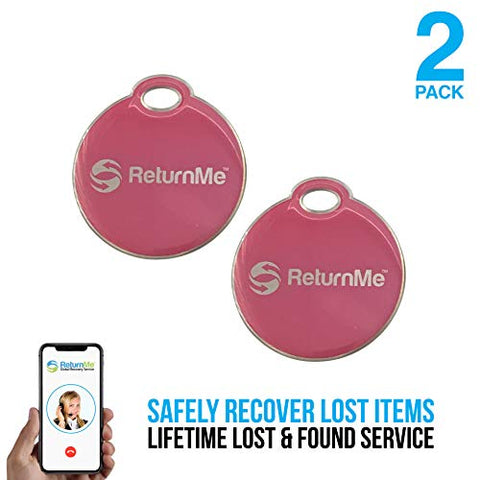 Smart Luggage ID Tags with Lifetime Global Recovery Service (Pink - 2 Pack)