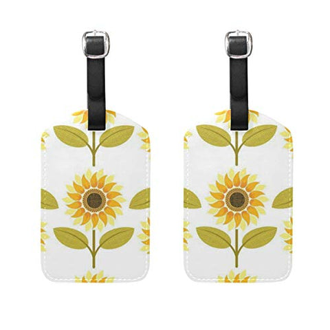 Luggage Tags Sunflower White Womens Baggage Tag Holder Airplane Travel Accessories Set of 2