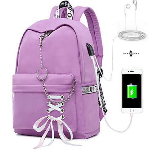 Hey Yoo HY760 Cute Casual Hiking Daypack Waterproof Bookbag School Bag Backpack for Girls Women (Purple)