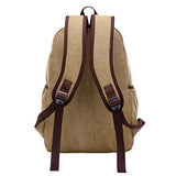 ABage Vintage Canvas Leather Travel Student Laptop Backpack School Bag Bookbag Rucksack, Khaki
