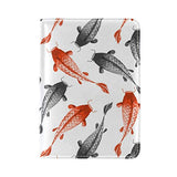 Passport Holder Japanese Koi Fish Travel Genuine Leather Wallet Cover Case for Womens Mens Kids