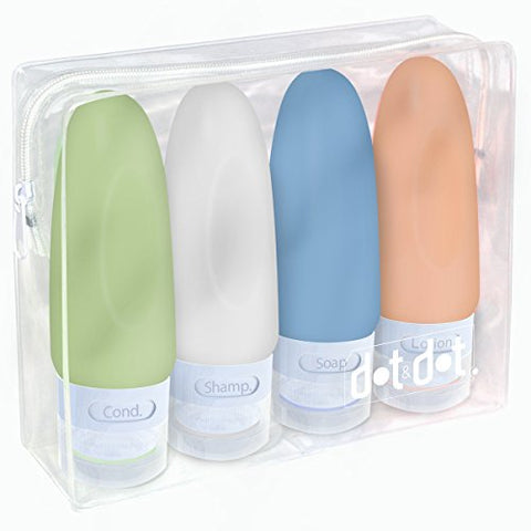 4 Leak Proof Travel Bottles - 3 oz Travel Containers for Travel Size Toiletries with TSA Quart Bag