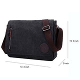 ABage Unisex Messenger Bag Vintage Work College Crossbody Bag Canvas Shoulder Bag, Black