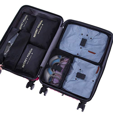 Sackorange 7 Set Travel Storage Bags Packing cubes Multi-functional Clothing Sorting Packages,Travel Packing Pouches,Luggage Organizer (Black)