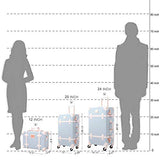 UNIWALKER Retro Luggage Set 20 inch Women Cute Suitcase with 12 inch Carry on Handbag (Embossed Blue)