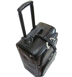 Amerileather Leather Croco-Print Two Piece Set Traveler On Spinner Wheels (#8602-0) (Black)