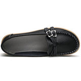 BOBILIKE Women's Leather Loafers Soft Driving Moccasins Casual Slip On Flat Shoes,401 Black 44