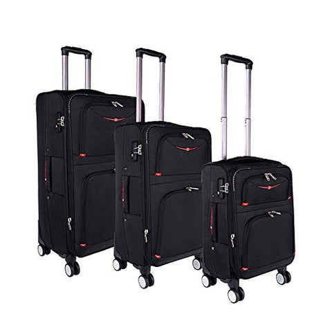 Boarding Luggage Universal Lightweight 3 Piece Hardside Set (20"/24"/28") Expandable Uprights Carry-on Suitcase Softshell Lightweight 360° Silent Spinner Multidirectional Wheels For Travel Airplane Fl
