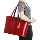 McKlein USA [Personalized Initials Embossing] Womens ALYSONLeather Shoulder Tote Bag in Red
