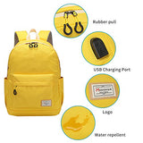 Modoker Travel Laptop Backpack for Women Men, College School Bookbag Vintage Backpack with USB Charging Port, Water Resistant Casual Daypack Fits 15.6 inch Macbook Yellow