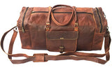 28" Inch Real Goat Vintage Leather Large Handmade Travel Luggage Bags In Square Big Large Brown Bag