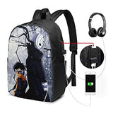 Naruto and Uchiha Obito Merchandise Kakashi Nohara Rin Merchandise Anime Stuff Gifts Backpack with USB Charging Port Anti Theft Durable Light Laptop Bags For Women Men Kids Travel School Gym Backpacks