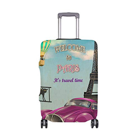 GIOVANIOR Vintage Paris Purple Car Hot Balloon Luggage Cover Suitcase Protector Carry On Covers