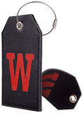 Casmonal Initial Leather Luggage Tag Travel Bag Tag Fully Bendable 1 pcs Set (W)