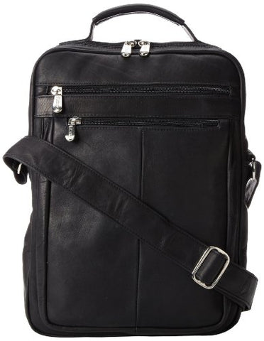 Piel Leather Laptop Shoulder Bag, Black, One Size