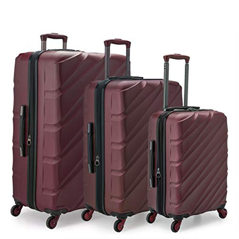 U.S. Traveler US09108R Gilmore 3 Piece Expandable Hardside 4-Wheel Spinner Luggage Set with Push-Button Handle System44; Burgundy