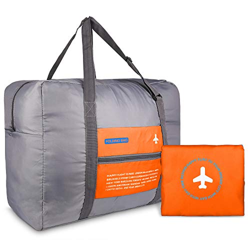 HDWISS Foldable Travel Duffle Bag Tote Carry on Luggage for Spirit Airlines - Orange