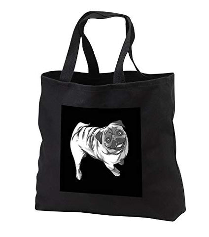 Sven Herkenrath Dog - Portrait of Illustration with Pug Dog Pet Doglover Gift - Tote Bags - Black