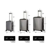 Travelking Aluminum Luggage Carry On Spinner Hard Shell Suitcase Lightweight Metal Suitcases (Grey,