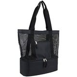 Eastsport Mesh Tote Insulated Cooler Beach Bag, Black