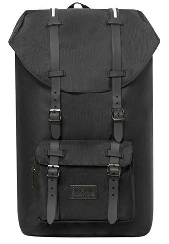 Bagail Casual Large Vintage Canvas Travel Backpacks Laptop College School Bags (Black)