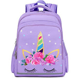 Girls Backpack for School Kids Backpack Preschool Kindergarten Elementary Bookbag (Unicorn Purple)