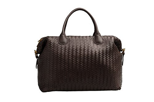 Deux Lux Clay Gray Faux Leather Woven Luella Bag  Leather weekender bag,  Black leather handbags, Leather backpack purse