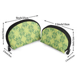 Makeup Bag Green Floral Patterns Portable Half Moon Cosmetic Bags Set Storage For Women,Girls 2