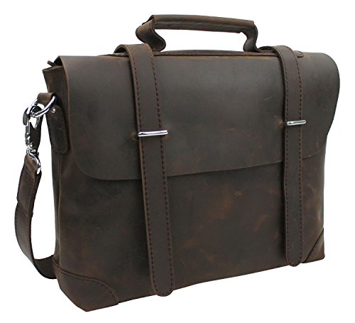 Vagabond Traveler Cowhide Vintage Leather Messenger Bag L88. Dark Distress