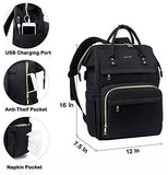 Laptop Backpack Women Teacher Backpack Nurse Bags, 15.6 Inch Womens Work Backpack Purse Waterproof Anti-theft Travel Back Pack with USB Charging Port (Black)