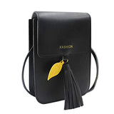 Aibearty 4 Layers Crossbody Cell Phone Pouch Bag Small Tassel Leather Shoulder Purse Wallet