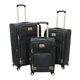 Chariot Genoa 3-Piece Lightweight Upright Spinner Luggage Set, Black Grey