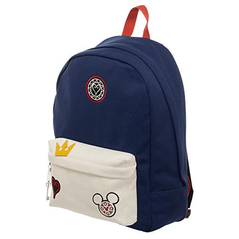 Kingdom Hearts Bag - Navy Blue And Whte Backpack With Kingdom Hearts Patches