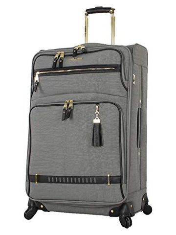 Steve Madden Luggage 24" Expandable Softside Suitcase With Spinner Wheels (Peek A Boo Gray, 24In)