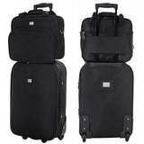 Davidjones Upright Carry-On & Travel Case Luggage Set, 2 Piece - Black (Ba-1002-2Rpv-Black)