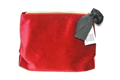 Saks Fifth Avenue Red Velvet Bag with Grosgrain Ribbon Bow Cosmetic Bag, Limited Edition