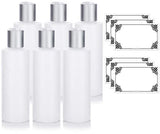 Clear Natural Refillable Plastic Squeeze Bottle with Disc Cap - 6 oz (6 Pack) + Labels