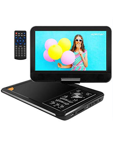 APEMAN 9.5'' Portable DVD Player with Swivel Screen Remote Controller Support SD Card USB DVD AV in/Out Earphone Speaker 5 Hours Built in Rechargeable Battery for TV Kids Car Travel Companion