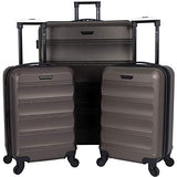 TPRC Carlow 3-Piece Hardside Expandable Spinner Luggage Set, Coffee Brown, (20/24/28)