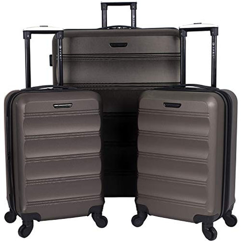 TPRC Carlow 3-Piece Hardside Expandable Spinner Luggage Set, Coffee Brown, (20/24/28)