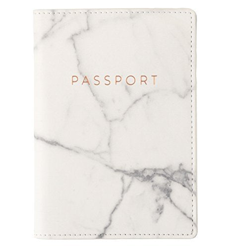 Eccolo World Traveler Travel Passport Cover Case with Storage Pocket, Marble, 6.4X4