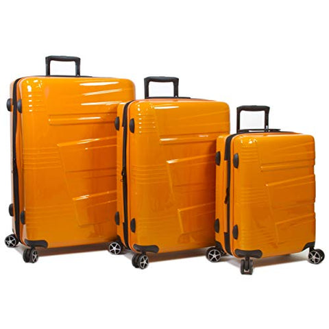 Dejuno Lumos Hardside 3-Piece Expandable Spinner Luggage Set, Orange
