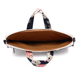 Canvaslife White Rose Patten Canvas Laptop Shoulder Messenger Bag Case Sleeve For 14 Inch 15 Inch