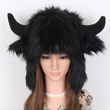 BOBILIKE Plush Fun Raindeer Ears Hood Women Costume Hats Warm, Soft and Cozy, Buffalo Black