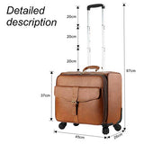 Leathario Leather Rolling Laptop Case Wheeled Briefcase Suitcase Roller Boarding