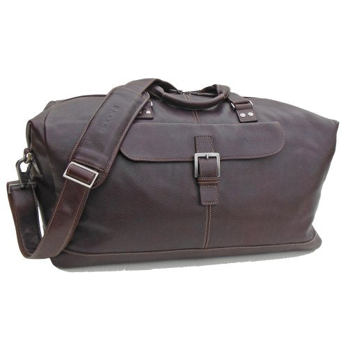 BOCONI Men's Tyler Tumbled Cargo Duffle in Coffee leather w/ khaki
