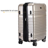 Expandable Luggage Set Lightweight Suitcase with TSA Locks Spinner Wheels ABS+PC Premium Hardshell,BURGUNDY, 3 pcs set(20'24'28') (Champagne)