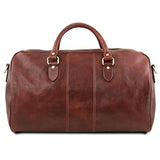 Tuscany Leather Lisbona Travel Leather Duffle Bag - Large Size Brown Leather Travel Bags