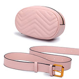Women Belt Bag Black Waist Belt Bag Fanny Pack Red With Chevron Pattern Dusty Pink